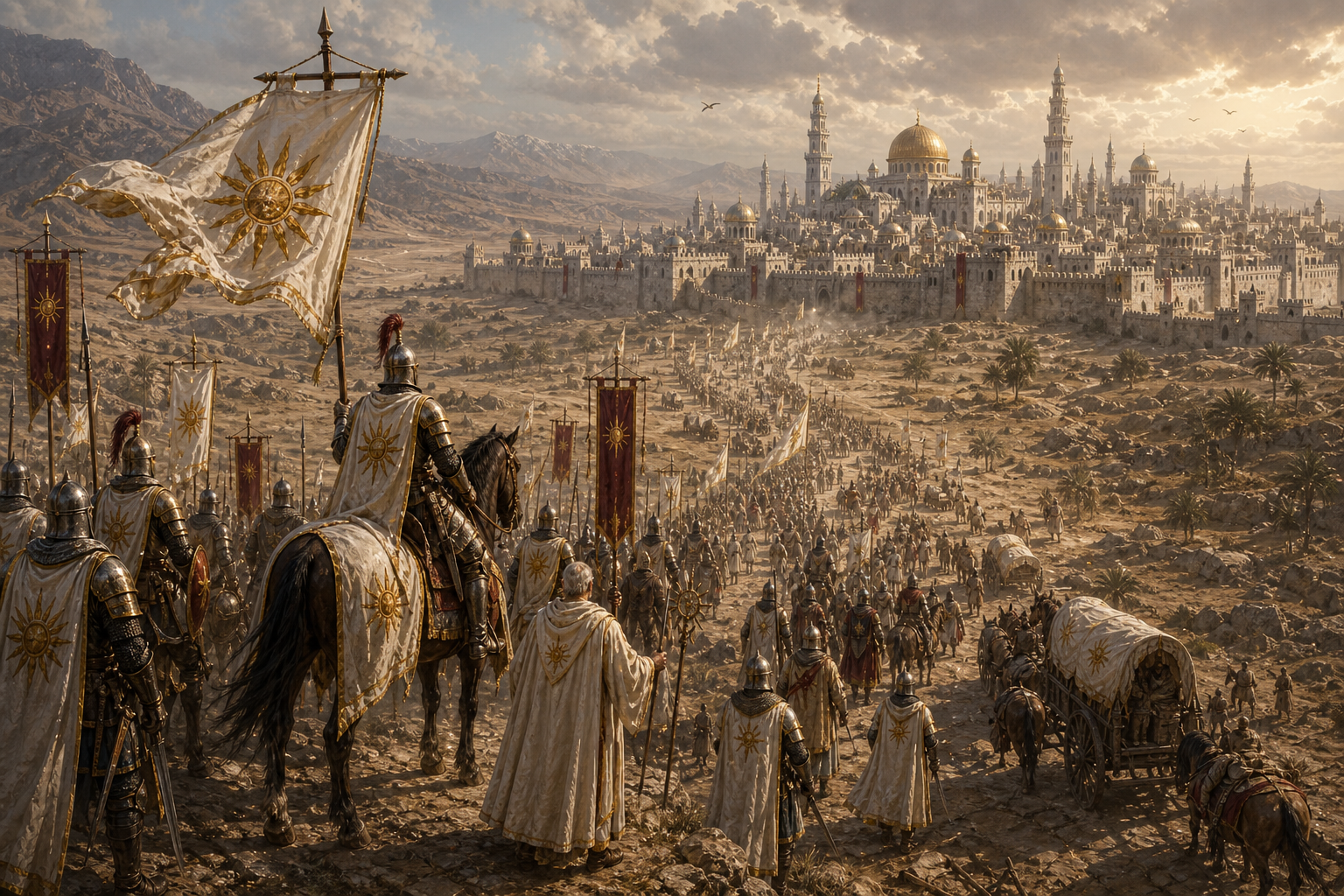 Faylenian crusaders marching toward a distant holy city.