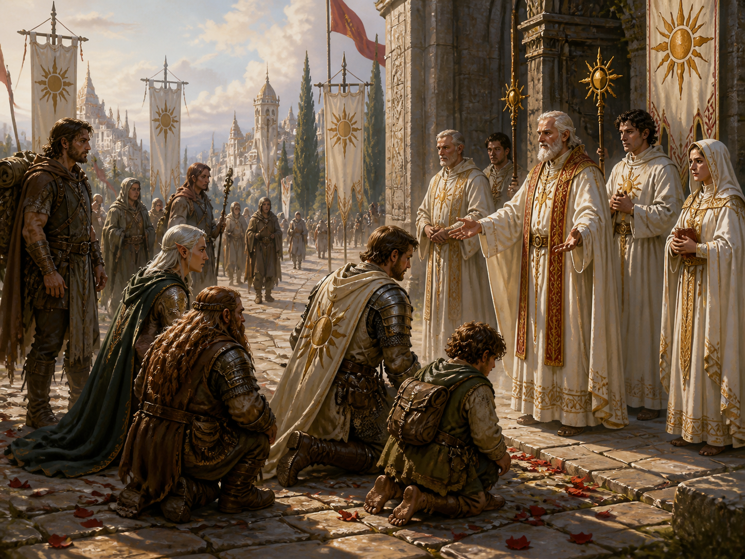 Pilgrims of many races welcomed at Faylenia cathedral gates.