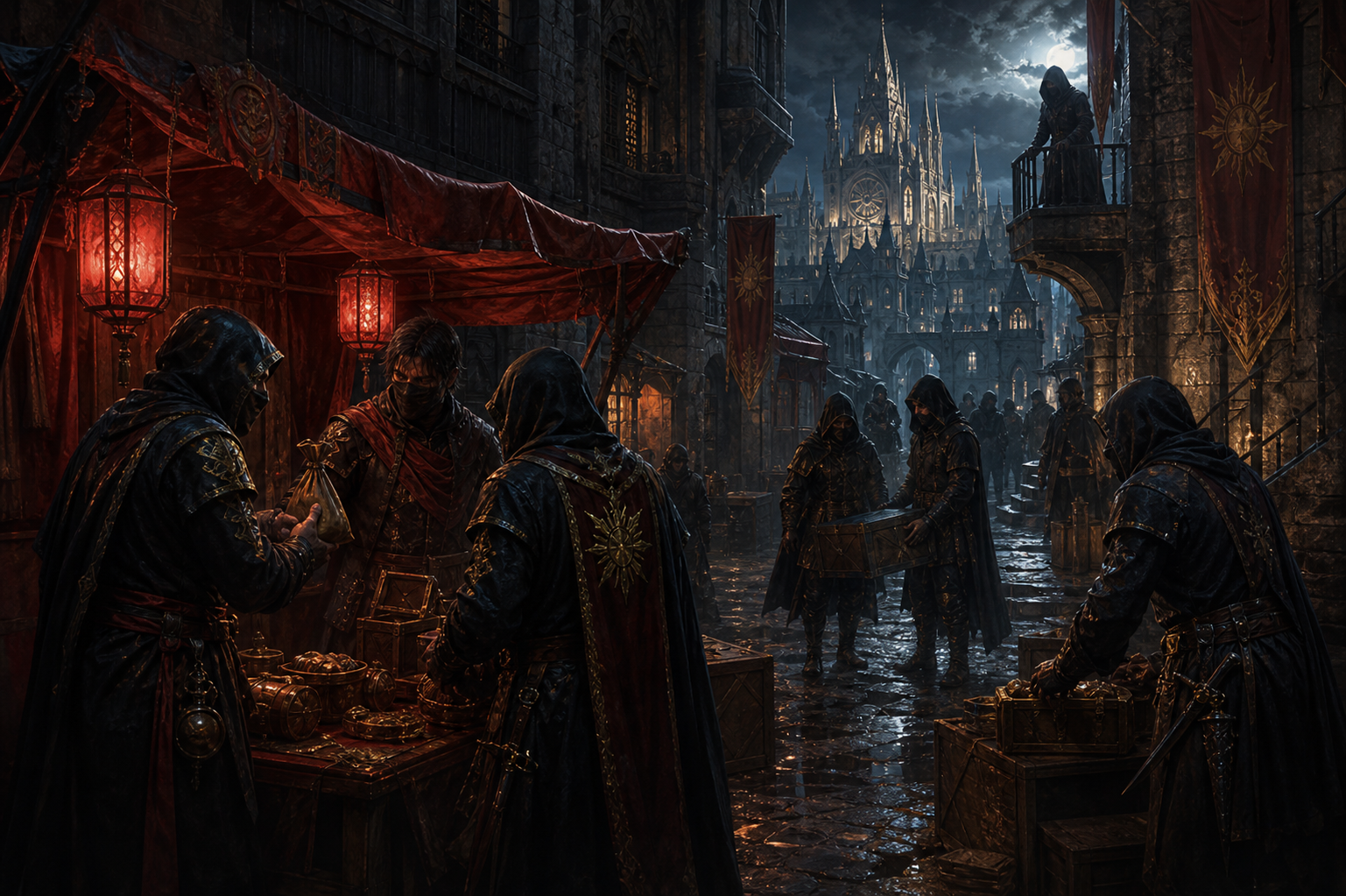 The Crimson Network moving contraband through a hidden Faylenian alley.