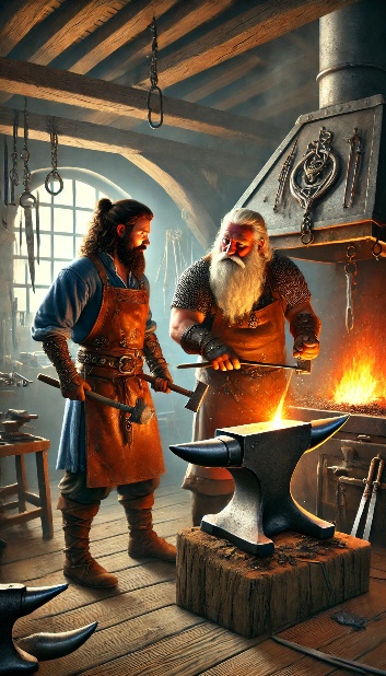 Smiths working in a forge.