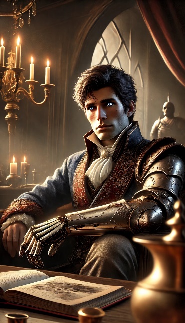 A dark-haired prince seated in candlelight.