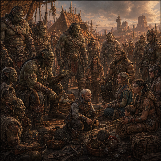 Southern Hordelands people and cultures illustration.